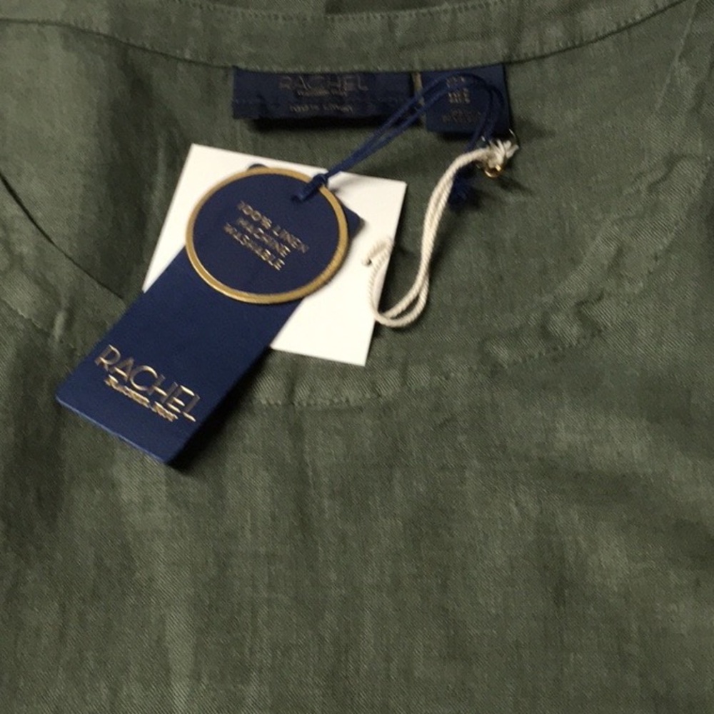 RACHEL ROY 100% Linen Sleeveless Army Green Summer Top - Picture 6 of 12